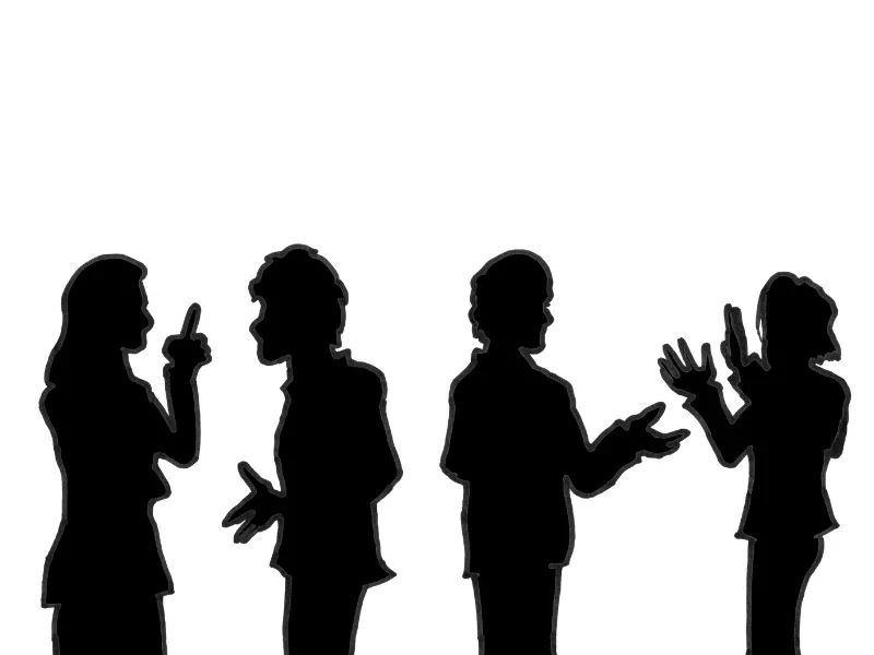 Logo for the second Bonn Applied English Linguistics Conference. Four black silhouettes of people in conversation.