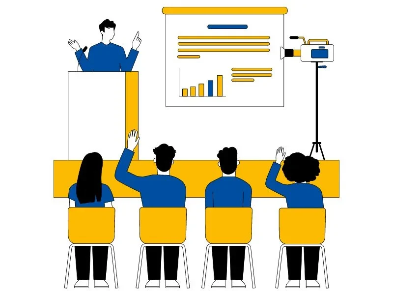 Eine Wissenschaftlerin und ein Wissenschaftler arbeiten hinter einer Glasfassade und mischen Chemikalien mit Großgeräten.