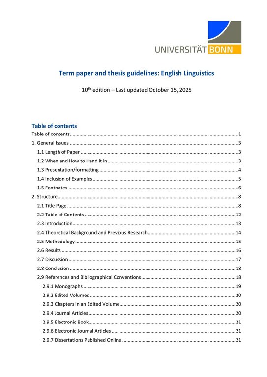 Linguistics term paper guidelines 2025