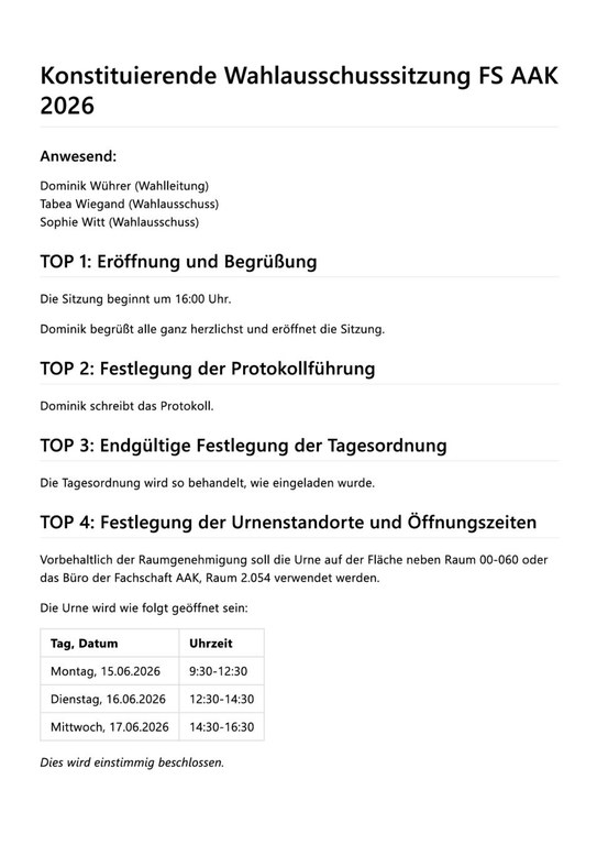 Protokoll Konstituierendensitzung
